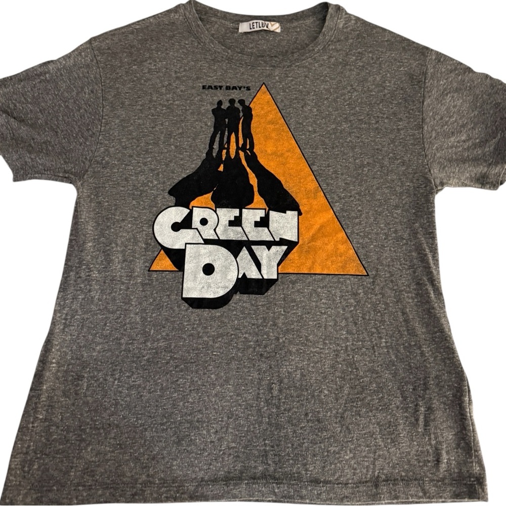 Letluv Green Day Graphic Tee Shirt Sizes S, XL Heather Gray Retro Rocker - Picture 2 of 11
